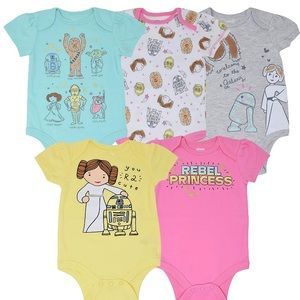 Star Wars Baby Girls 5 Pack Bodysuits